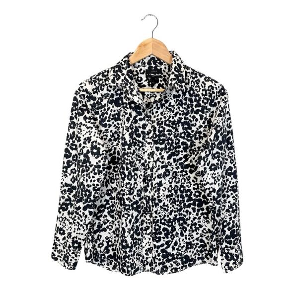 J. Crew Boy Fit Abstract Animal Print Button Up Shirt Size 4 Preppy Coastal - Picture 4 of 6